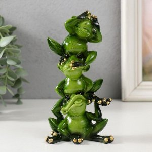Фигурка полистоун лак «Пирамидка из лягушек», 14x7.5x5 см