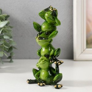 Фигурка полистоун лак «Пирамидка из лягушек», 14x7.5x5 см