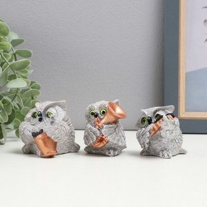 Набор фигурок гипс «Совы: музыкальное трио», 3 шт., 5 см, серый