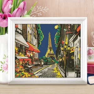Роспись по номерам "Улочка в Париже" с красками 14шт по3мл+ кисти 30*40 см