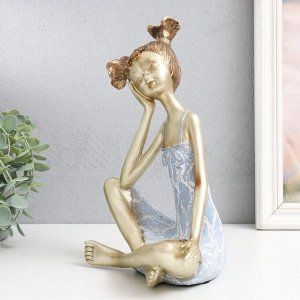 Фигурка полистоун «Малышка с двумя хвостиками», бело-золотой, 21x13.5x26 см