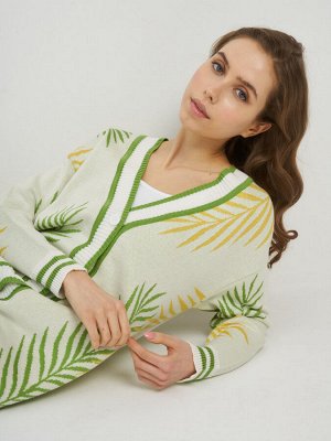 Кардиган женский 5221-1735   796/1473/130755 молоко/гуакамоле/спелая дыня