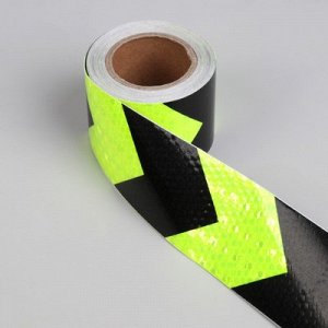 Светоотражающая лента-наклейка PVC 5см*5±0,5м жёлтый/чёрный