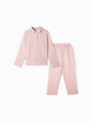 Комплект домашний женский (рубашка, брюки) KAFTAN «Муслин: pink leopard» размер, розовый
