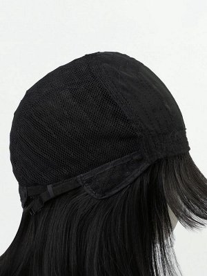Парик искусственный, с чёлкой, имитация кожи, 30 см, 160 гр, цвет чёрный(#SHT3)