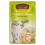 Деревенские лакомства влажный корм для кошек Филейная курица в желе 70гр пауч