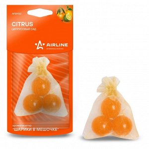 Ароматизатор подвесной Airline «Шарики в мешочке» Citrus (Цитрусовый сад), полимерный, арт. AFSH122