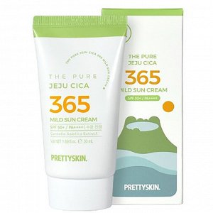Крем для лица солнцезащитный успокаивающий PrettySkin Sun Cream The Pure Jeju Cica 365 Mild SPF50+ PA++++, 50 мл