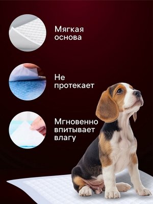 Пеленки угольные для животных шестислойные гелевые, 60 х 60 см, (в наборе 5 шт)