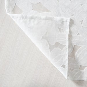 Ткань Тюль деворе Цветы белый	                  (ш280см)