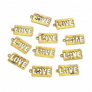 Подвеска Медальон "LOVE" 11*22мм, цв.бронза (упаковка 10шт)