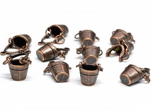Подвеска "Ведерко"2-сторонняя  15*25мм, цв.медный (упаковка 10шт)