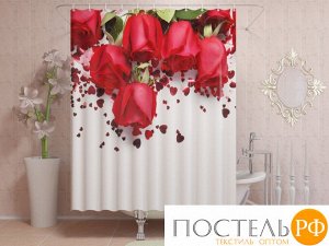 Фотоштора для ванной 145x180, 1 полотно, на люверсах Праздничные розы
