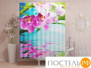 Фотоштора для ванной 145x180, 1 полотно, на люверсах Свежайшая орхидея