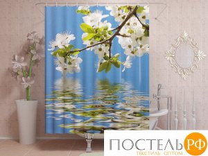Фотоштора для ванной 145х180, 1 полотно, на люверсах Нежное касание цветов