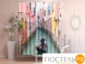 Фотоштора для ванной 145x180, 1 полотно, на люверсах Венеция