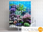 Фотоштора для ванной 145x180, 1 полотно, на люверсах Морские глубины
