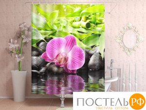 Фотоштора для ванной 145x180, 1 полотно, на люверсах Несравненная орхидея