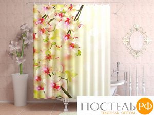 Фотоштора для ванной 145x180, 1 полотно, на люверсах Воздушная орхидея