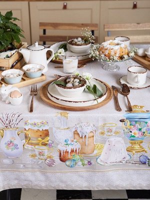 Скатерть Этель «Пасхальные куличи» 220x147 см, 100% хлопок, саржа 190 г/м²