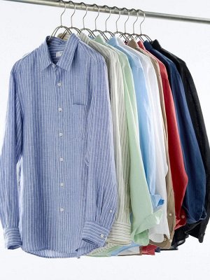 UNIQLO - полосатая рубашка из премиального льна - 64 BLUE