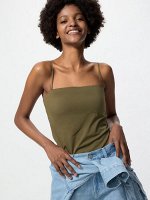 UNIQLO AIRism - майка на бретельках с чашечками - 56 OLIVE
