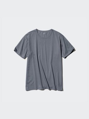 UNIQLO AIRism - базовая хлопковая футболка с круглым вырезом - 69 NAVY