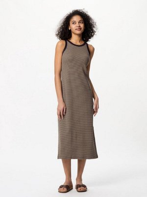UNIQLO - платье с чашечками в мелкую полоску - 39 DARKBROWN