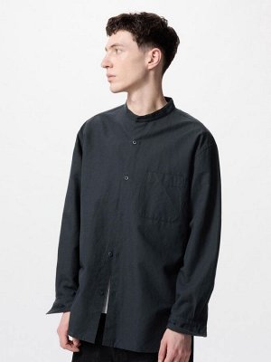 UNIQLO - однотонная рубашка с воротником стойкой - 09 BLACK