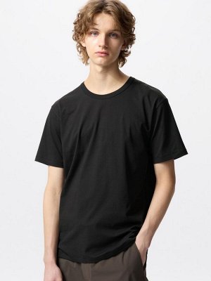 UNIQLO AIRism - базовая хлопковая футболка с круглым вырезом - 09 BLACK