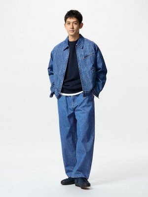 UNIQLO - широкие джинсы зауженного силуэта из хлопка - 65 BLUE
