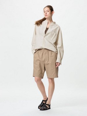 UNIQLO - однотонная рубашка с воротником стойкой - 31 BEIGE
