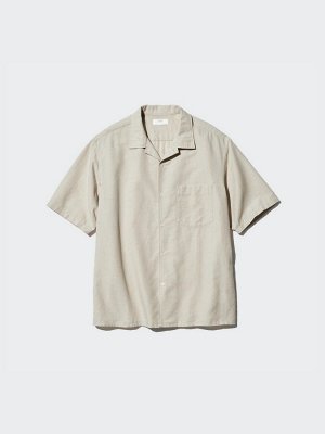 UNIQLO - рубашка унисекс из смеси хлопка и льна - 69 NAVY