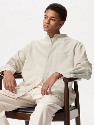 UNIQLO - однотонная рубашка с воротником стойкой - 31 BEIGE