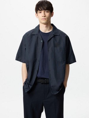 UNIQLO - рубашка унисекс из смеси хлопка и льна - 69 NAVY