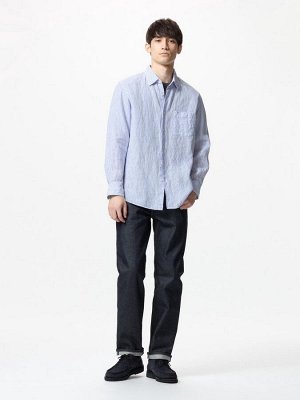 UNIQLO - полосатая рубашка из премиального льна - 03 GRAY