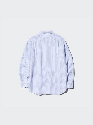 UNIQLO - полосатая рубашка из премиального льна - 03 GRAY