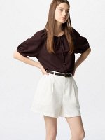 UNIQLO - свободные шорты из смеси льна и хлопка - 01 OFFWHITE