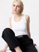 UNIQLO - мягкая базовая майка в рубчик - 00 WHITE