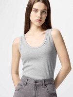 UNIQLO - мягкая базовая майка в рубчик - 02 LIGHTGRAY