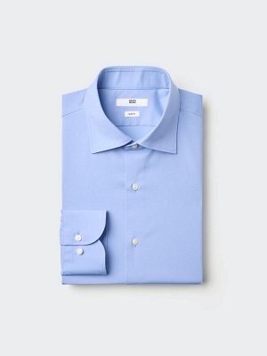 UNIQLO - слегка свободная рубашка из тонкой ткани - 65 BLUE