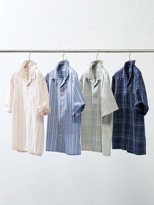 UNIQLO - клетчатая рубашка из смеси хлопка и льна - 68 BLUE