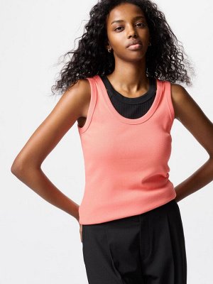 UNIQLO - мягкая базовая майка в рубчик - 21 LIGHTORANGE