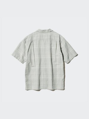UNIQLO - клетчатая рубашка из смеси хлопка и льна - 68 BLUE