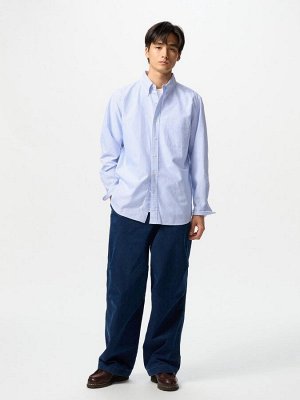 UNIQLO - рубашка оксфорд в полоску - 65 BLUE