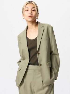 UNIQLO - мягкая базовая майка в рубчик - 56 OLIVE