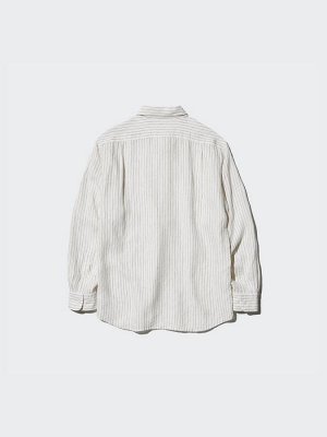 UNIQLO - полосатая рубашка из премиального льна - 64 BLUE
