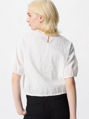 UNIQLO - блузка из ткани сирсакер с коротким рукавом - 09 BLACK