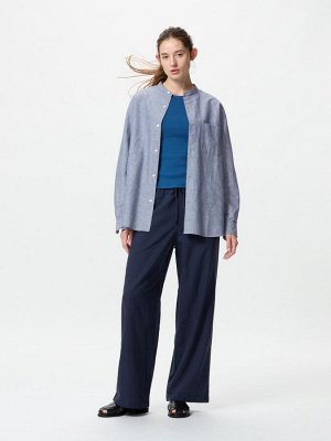 UNIQLO - полосатая рубашка с воротником стойкой - 65 BLUE