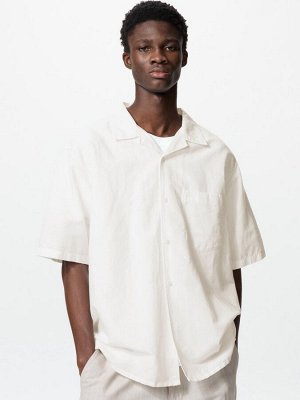 UNIQLO - рубашка унисекс из смеси хлопка и льна - 00 WHITE